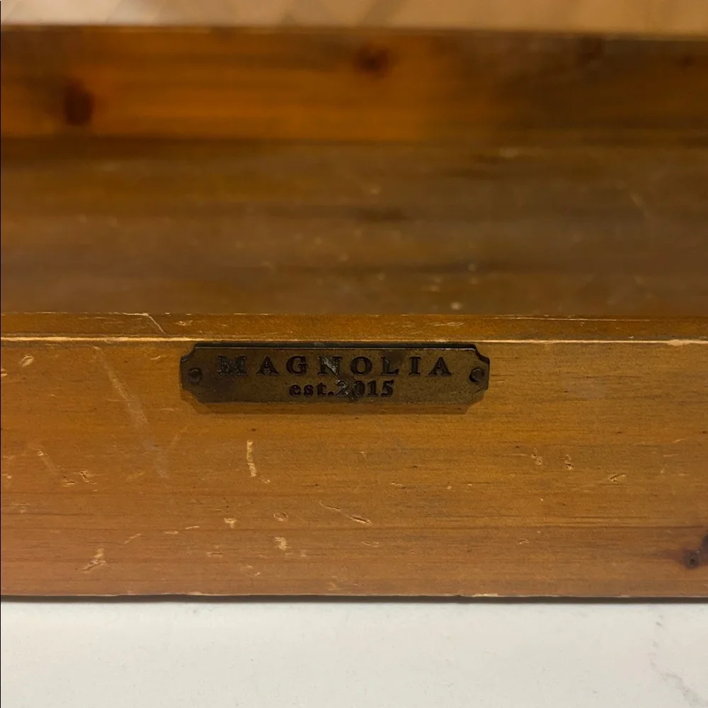 Magnolia Rustic Brown Vanity Tray with Gold Handles
